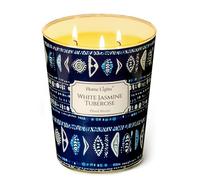 HomeLights Bougies parfumées pour femmes et hommes, Bougie d'aromathérapie à 3 mèches en pot de 34oz, Idéale pour une décoration bohème textures naturelles, Jasmin blanc et tubéreuse