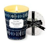 HomeLights Bougies parfumées pour femmes et hommes, Bougie d'aromathérapie à mèche unique de 6.7oz, idéale pour une décoration et des cadeaux bohèmes aux textures naturelles, Jasmin blanc et tubéreuse