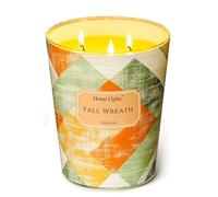 HomeLights Grande bougie en pot | Bougies parfumées longue durée à 3 mèches, 34oz, cire de soja naturelle, pour une ambiance chaleureuse et chaleureuse Couronne d'automne