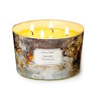 HomeLights Grande bougie en pot | Bougies parfumées longue durée à 4 mèches, 18oz, en cire de soja naturelle, Idées cadeaux industrielles et chics pour femmes et hommes, Vanille fumée