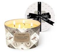 HomeLights Grande bougie en pot | Bougies parfumées longue durée à 4 mèches, 18oz, en cire de soja naturelle, pour une ambiance chaleureuse et raffinée Pomme confite cannelle