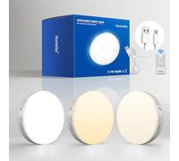 Homelist Lampe Detecteur de Mouvement Interieur avec Télécommande, 3 Pièces Veilleuse LED Detecteur de Mouvement pile Lumières Rechargeables sans fil pour Escalier, Couloir, Chambre, Cuisine, Placard