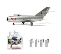 HomelivantaCo MinimumRC MiG-15 Micro EDF Jet RC Kit d'avion avec ventilateur conduit de 30 mm 2S 4CH Stabilisation gyroscopique Loisirs Avion à aile fixe (accélérateur droit/moteur brossé/4 batteries)
