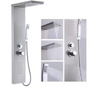 Homelody Colonne de Douche Hydromassante, Panneau de Douche Multifonction en Acier Inox a Montage Mural , Gris