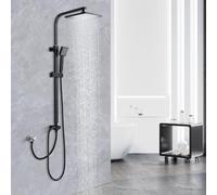 HOMELODY Colonne de Douche Noir Sans Mitigeur Pluie Mélangeur Acier Inoxydable Ensemble de Douche Salle de Bain Angulaire Ajustable Colonne Douche Sans Robinetterie avec Pommeau de Douche
