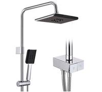 HOMELODY Colonne de Douche sans Mitigeur, Kit de Douche avec Tête de Douche 27x18cm pour Baignoire Salle de Bain - Chromé