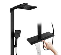 HOMELODY Colonne de Douche Thermostatique Ensemble de Douche avec Tablette de Rangement pour Salle de Bain Design Élégant Noir
