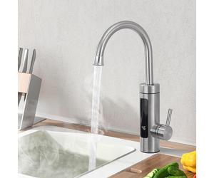 HOMELODY Electric Tap with Instantaneous Water Heater 230 V, Kitchen Water Heater Kitchen LED Electric Kitchen Tap Stainless Steel [Energy Class C]- Brushed
