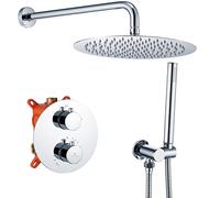 HOMELODY Ensemble de Douche Encastré colonne de douche thermostatique 38℃,Système de Douche colonne douche encastrable y Douche de Tête 12 Pouces,Compris Douchette,Corps en Laiton