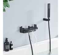 HOMELODY Mitigeur Baignoire Cascade Noir avec Douchette Robinet de Baignoire en Laiton Robinet Douche Montage Mural