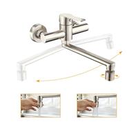 HOMELODY® Mitigeur de Cuisine Mural Mitigeur Evier avec 2 Jets Robinet d'Evier Pivotant à 360° Robinetterie en Acier Brossé