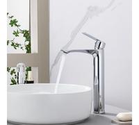 HOMELODY Mitigeur De Lavabo Haut Chromé 250 MM - Robinet Sans Plomb Monocommande Pour Vasque À Poser - Robinetterie Salle De Bain Moderne Pour Lavabo Et Vasque