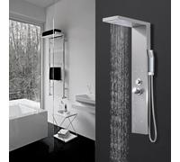 HOMELODY Panneau de douche, mitigeur de douche à 4 fonctions, kit complet avec robinet de douche, y compris douche à pluie, douche massante, douchette à main et bec de baignoire, adapté pour la salle