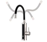 HOMELODY Robinet avec chauffe-eau instantané 230 V, 3300 W - Robinet de cuisine chaud instantané avec bec flexible et écran LED - Robinet de cuisine en acier inoxydable anti-éclaboussures - Bec