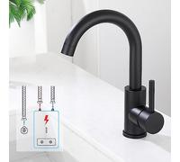 HOMELODY Robinet basse pression pour salle de bain/cuisine - Noir - Pivotant à 360° - Robinet de salle de bain - Mitigeur monocommande