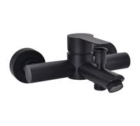HOMELODY Robinet de baignoire noir mat pour montage mural, 2 sorties, mitigeur monocommande avec bec de baignoire, dimensions de raccordement 135 à 165 mm, sans douchette / tuyau