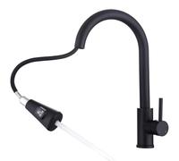 HOMELODY Robinet de Cuisine Noir avec Affichage de Température LED, Mitigeur Extractible Haute Pression en Acier Inoxydable, 2 Modes de Jet, Installation Facile