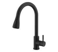 HOMELODY Robinet de Cuisine Noir Mat avec Douchette Extractible, Bec Pivotant 360°, Mitigeur Évier 3 Jets & Pause, Cartouche Céramique, Haute Pression