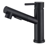 HOMELODY Robinet de cuisine / salle de bain noir extensible avec douchette deux types de jet d'eau, robinet de cuisine à levier unique, robinet d'évier de cuisine, robinet de cuisine, noir