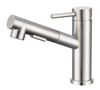 HOMELODY Robinet de cuisine/salle de bain - Surface brossée extensible - Robinet de cuisine avec douchette - Deux types de jet d'eau - Robinet de cuisine à levier unique - Mitigeur de cuisine