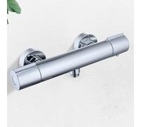 HOMELODY Robinet de douche avec thermostat - Mitigeur de douche en saillie avec bouton de sécurité à 38 °C, mitigeur de douche chromé, mitigeur thermostatique de douche en acier inoxydable