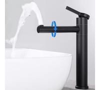HOMELODY Robinet de Lavabo Noir Haut Rotatif à 360° Mitigeur Lavabo Robinet de Salle de Bain en Acier Inoxydable