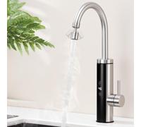 HOMELODY Robinet Électrique 230V avec Chauffe-Eau Instantané, Mitigeur de Cuisine à Contrôle Tactile & Affichage LED, Robinet Inox Anti-Éclaboussures Pivotant 360°, Idéal Cuisine, Jardin & Camping