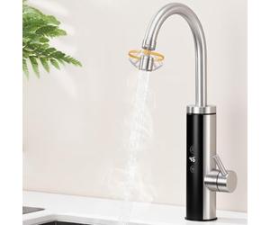 HOMELODY Robinet Électrique 230V avec Chauffe-Eau Instantané, Mitigeur de Cuisine à Contrôle Tactile & Affichage LED, Robinet Inox Anti-Éclaboussures Pivotant 360°, Idéal Cuisine, Jardin & Camping