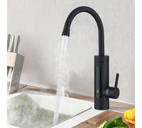 HOMELODY Robinet électrique avec chauffe-eau instantané 230 V, chauffe-eau de cuisine, robinet de cuisine LED, robinet électrique en acier inoxydable Noir mat