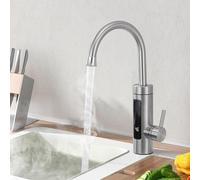HOMELODY Robinet électrique avec chauffe-eau instantané 230 V, chauffe-eau instantané de cuisine, robinet de cuisine électrique LED en acier inoxydable, pivotant à 360°, chauffe-eau instantané