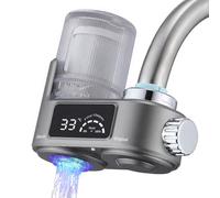 HOMELODY Robinet filtrant à eau avec affichage LED, filtre à eau potable pour cuisine, élimine le chlore, les métaux lourds et le calcaire, robinet filtre anti-calcaire avec lumière bleue, 12