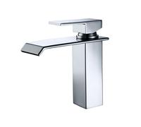 HOMELODY Robinet Salle de Bain Cascade Mitigeur Lavabo en Laiton Chromé Robinetterie Design Moderne Forme Carré pour Salle de bain