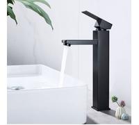 HOMELODY Robinet Salle de Bain Mitigeur Lavabo Haut Pour Vasque Robinetterie Lavabo avec Poignée Carré en Acier Inox 304 Noir