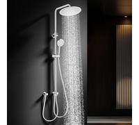 HOMELODY Système de douche à effet pluie sans robinet, 300 mm, rond, en acier inoxydable, réglable en hauteur, 3 types de jets, pommeau de douche, colonne de douche pour douche