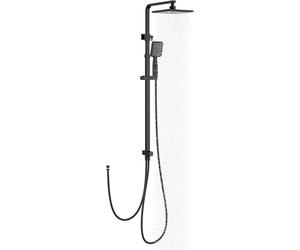 HOMELODY Système de douche HOMELODY sans raccords, raccord de douche à pluie noir, ensemble de douche en acier inoxydable, douche à pluie carrée, colonne de douche réglable avec pommeau de douche