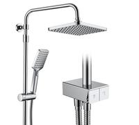 HOMELODY Système de douche sans robinetterie avec interrupteur à piano, kit complet, grande douche à effet pluie carrée sans robinet, idéal pour la rénovation, douche de forêt tropicale, barre de