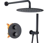 HOMELODY Systèmes de Douche Noir Douche Encastré Ensemble de Douche Thermostatique 38℃,Colonne Douche Encastrable Colonne de Douche Noir y Douche de Tête 12 Pouces,Compris Douchette,Corps en Laiton