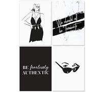 Homelov Lot de 4 affiches haut de gamme | Format A4 - 21 x 30 cm | Papier 100% sans bois & impression d'art de haute qualité | Papier mural & autocollant gratuit | Set Feminist