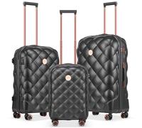 HOMELUX Lot de 3 valises à coque rigide en ABS léger à roulettes - M-L-XL, Noir , Set, Ensemble de valises