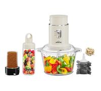HOMELUX Robot de cuisine 4 en 1 - Avec hachoir, mixeur, moulin à ail, bol en verre de 2 l et gobelet à jus de fruits de 600 ml