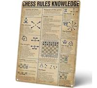 Homely Accents Règles d'échecs Connaissance Affiche Guide scientifique Vintage Métal pour salle de jeux Club Garage Décor Art mural Amateurs Apprenants Plaque en étain 8x12 pouces