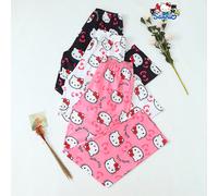 [Homely Gents] 3 pièces Ensemble de pantalons de pyjama mignons de Hello chat pour dames, en matériau polyester doux et non transparent, confortable pour une utilisation à la maison, convenant à toute