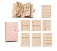 Homelyze Travel Jewelry Notebook Case, Portable Leather Jewelry Book Case, 5 Page Pu Leather Binder, Suitable For Storing Earrings, Prevents Tangling, Rings, And Necklaces (Pink-02)