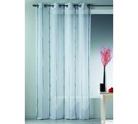 Homemaison 09335-8-AL Voilage Etamine Jacquard Fils Coupes avec Oeillets Ronds Gris/Argent 140 x 260 cm
