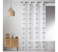 Homemaison 09351-8-AL Voilage Etamine Légère Jacquard Fils Coupes avec Oeillets Ronds Gris/Argent 140 x 240 cm