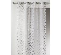 Homemaison 09352-8-AL Voilage Etamine Légère Jacquard Fils Coupes avec Oeillets Ronds Taupe/Argent 140 x 260 cm