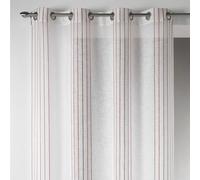 Homemaison 09357-8-AL Voilage Etamine Rayures Verticales avec Oeillets Ronds Bordeaux/Argent 140 x 260 cm