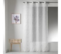 Homemaison 09366-8-AL Voilage Etamine Brodé avec Oeillets Ronds Blanc/Argent 140 x 260 cm