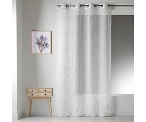 Homemaison 09366-8-AL Voilage Etamine Brodé avec Oeillets Ronds Blanc/Argent 140 x 260 cm