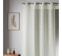 Homemaison 09367-8-AL Voilage Etamine Brodé avec Oeillets Ronds Ivoire/Argent 140 x 260 cm